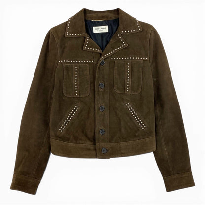 Saint Laurent Ab9 Studded Jacket Western 34 Brown Goat Leather — view 2