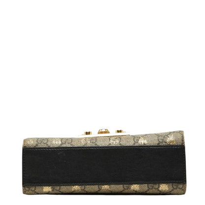 Gucci GG Supreme Padlock Chain Shoulder Bag Black Gold Leather — view 3