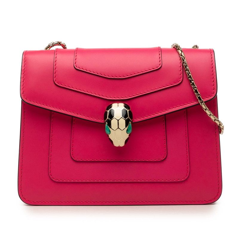 Bvlgari Serpenti Forever Crossbody Chain Shoulder Bag Pink Leather