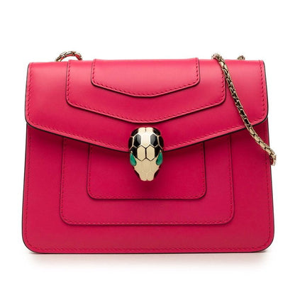 Bvlgari Serpenti Forever Crossbody Chain Shoulder Bag Pink Leather