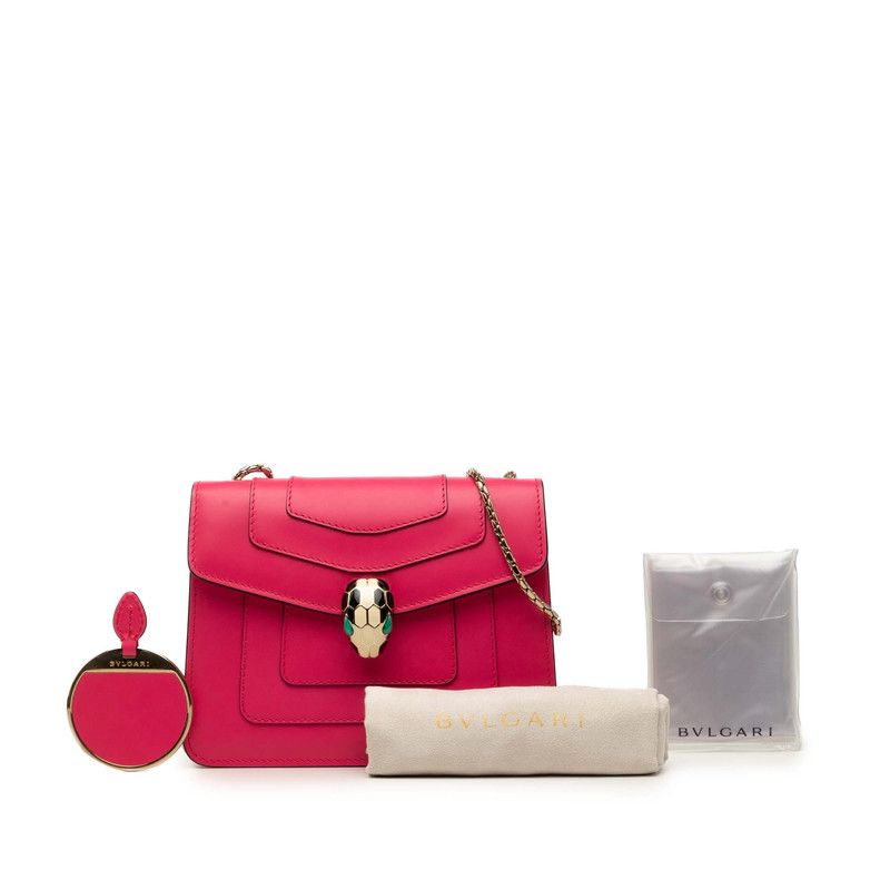 Bvlgari Serpenti Forever Crossbody Chain Shoulder Bag Pink Leather — view 7