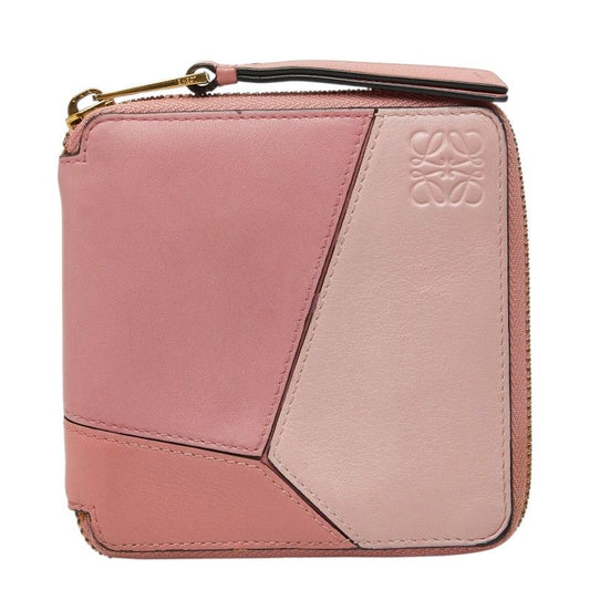 Loewe Anagram Puzzle Zip Around Bifold Wallet Pink Leather