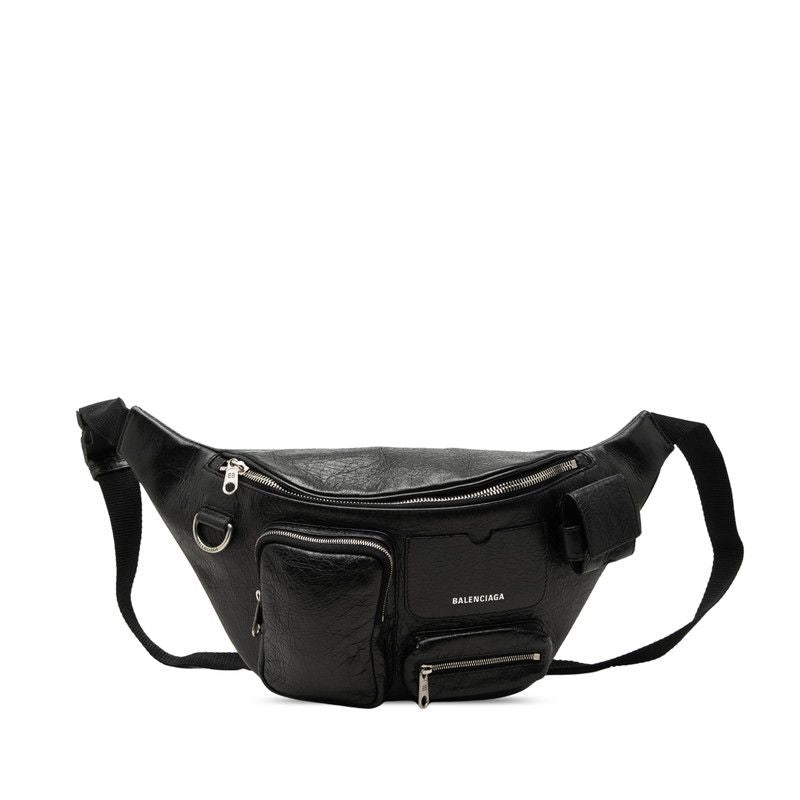 Balenciaga Super Busy Belt Bag Black Leather