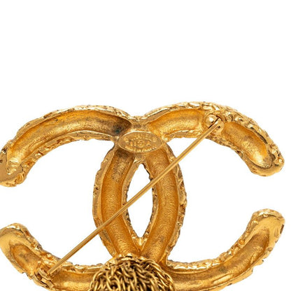 Chanel Vintage CC Logo Lava Fringe Brooch Gold Plated — view 3