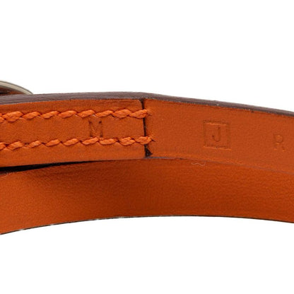 Hermes Hapi Triple Strand Bracelet Orange Leather Metal — view 6