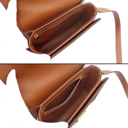 Celine Shoulder Bag Teen Triomphe Tan Canvas Calfskin — view 5