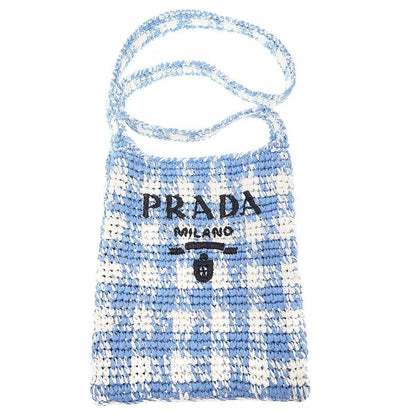 Prada Raffia Shoulder Bag Blue