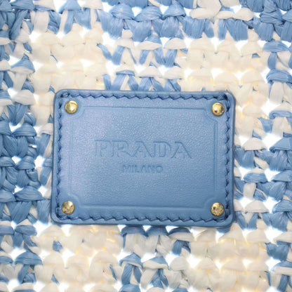 Prada Raffia Shoulder Bag Blue — view 3