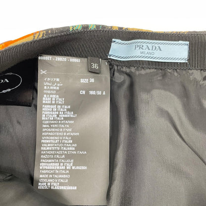 Prada Orange Check Waist Belt Ribbon Pleated Skirt 36 — view 3