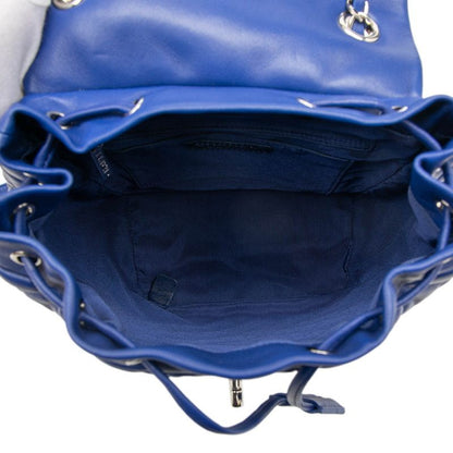 Chanel Quilted CC Logo Backpack Blue Lambskin — view 4