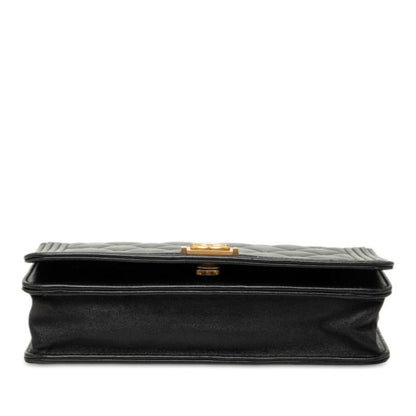 Chanel CC Logo Boy Chain Wallet Shoulder Bag Black Lambskin — view 3