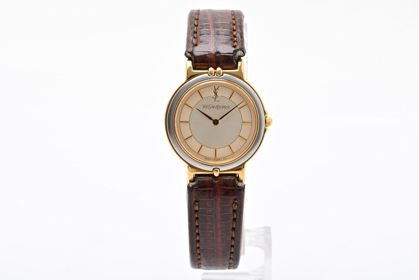 Saint Laurent YSL 2200 Quartz Watch Gold Dial Leather Strap — view 4