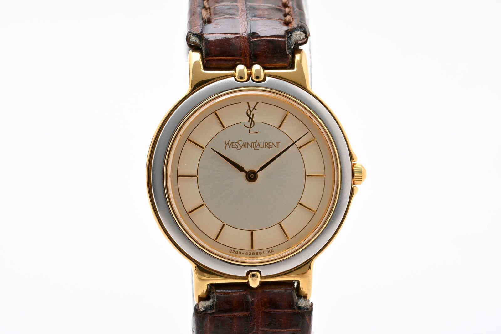 Saint Laurent YSL 2200 Quartz Watch Gold Dial Leather Strap — view 2