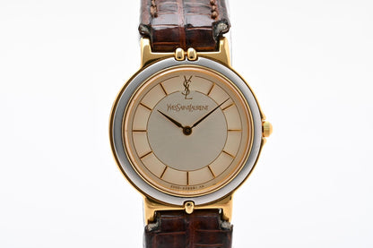 Saint Laurent YSL 2200 Quartz Watch Gold Dial Leather Strap — view 2