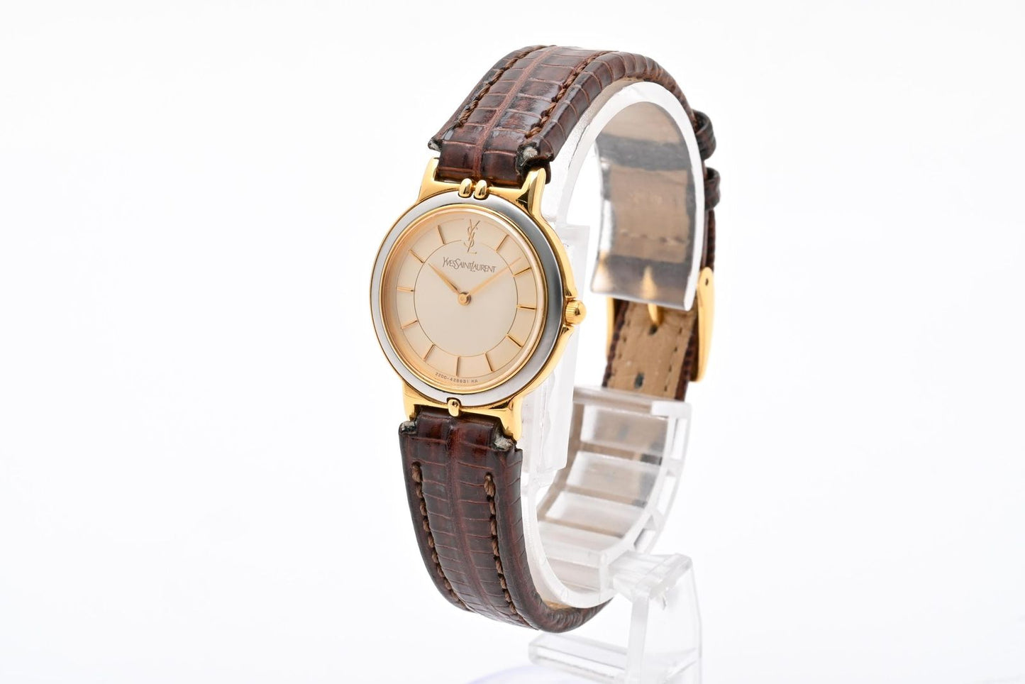 Saint Laurent YSL 2200 Quartz Watch Gold Dial Leather Strap — view 3