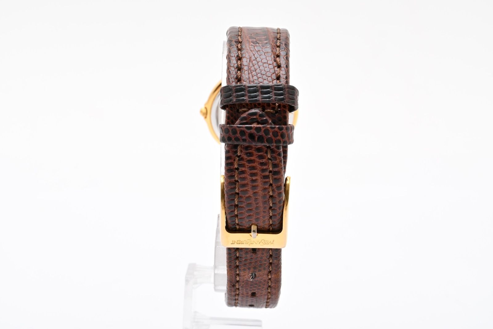 Saint Laurent YSL 2200 Quartz Watch Gold Dial Leather Strap — view 5