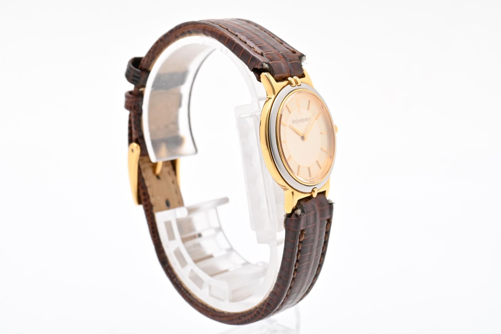 Saint Laurent YSL 2200 Quartz Watch Gold Dial Leather Strap — view 6