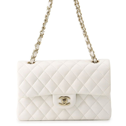 Chanel Chain Shoulder Bag Quilted 23 CC Logo Double White