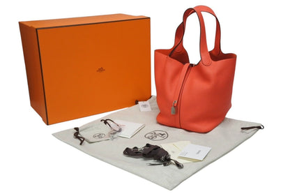Hermes Picotin Lock 22 Handbag Taurillon Clemence Rose Texas Silver