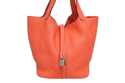 Hermes Picotin Lock 22 Handbag Taurillon Clemence Rose Texas Silver — view 3