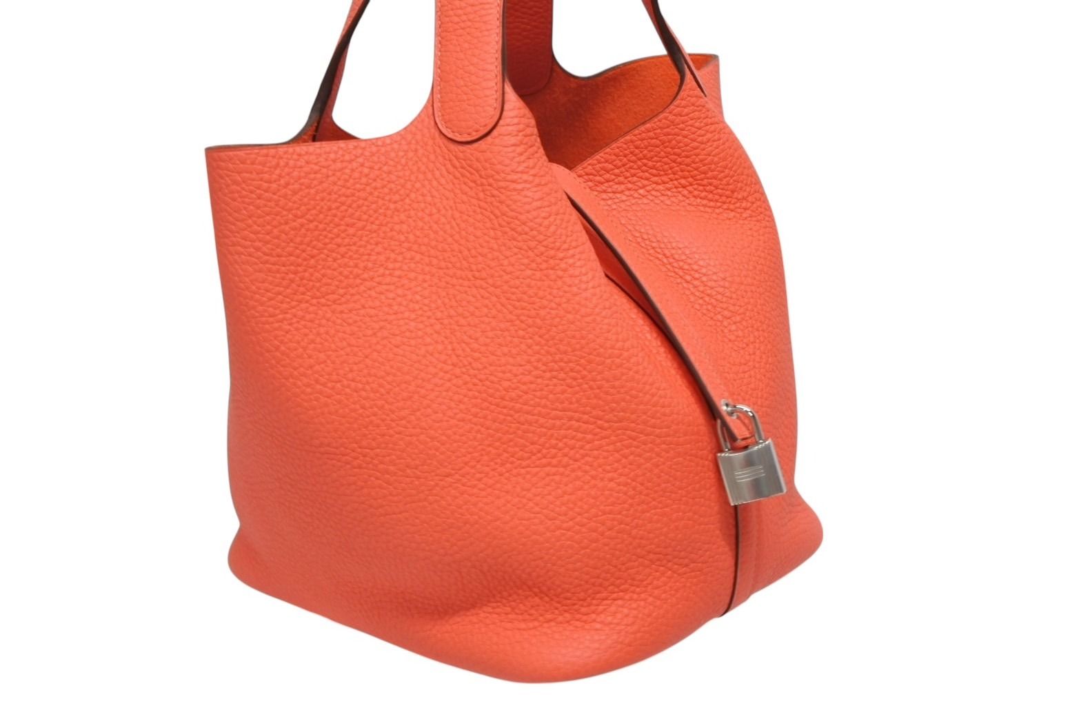 Hermes Picotin Lock 22 Handbag Taurillon Clemence Rose Texas Silver — view 4