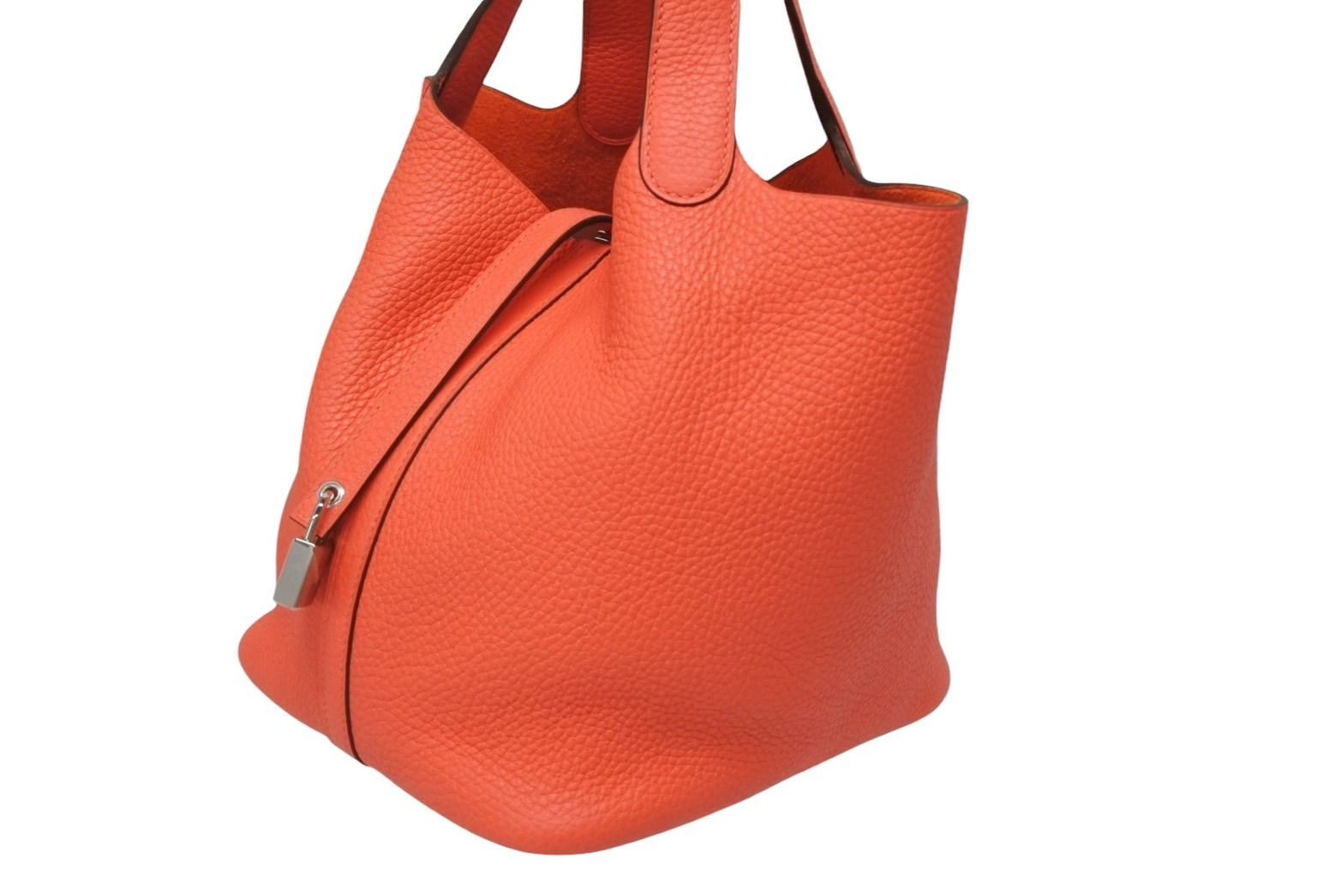 Hermes Picotin Lock 22 Handbag Taurillon Clemence Rose Texas Silver — view 5