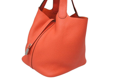 Hermes Picotin Lock 22 Handbag Taurillon Clemence Rose Texas Silver — view 5