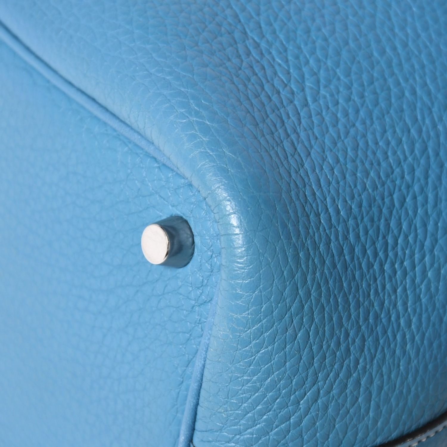 Hermes Picotin Lock PM Handbag Blue Jean Taurillon Clemence Silver — view 8