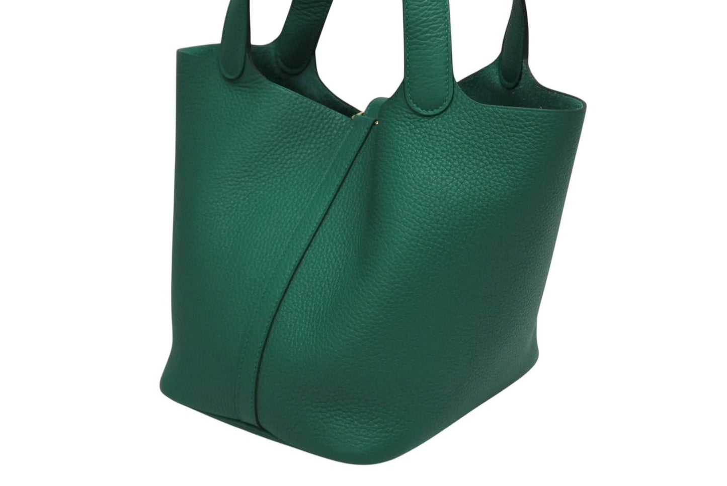 Hermes Picotin Lock 22 Handbag Taurillon Clemence Vert Vertigo Gold — view 6