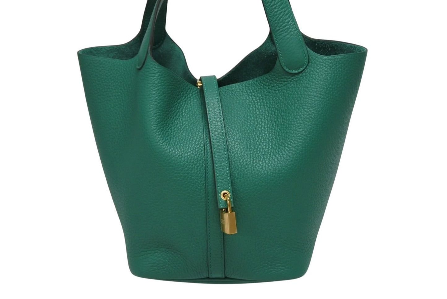 Hermes Picotin Lock 22 Handbag Taurillon Clemence Vert Vertigo Gold — view 3