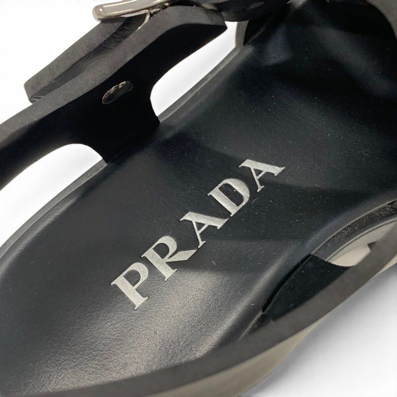 Prada Monolith Sandals Shoes Rubber Black Triangle Logo — view 7