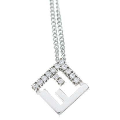 Fendi Forever FF Logo Rhinestone Chain Necklace Silver — view 3