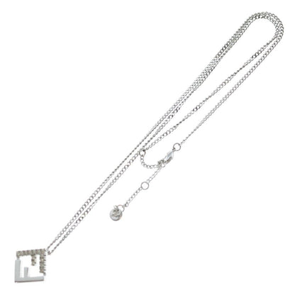 Fendi Forever FF Logo Rhinestone Chain Necklace Silver — view 2