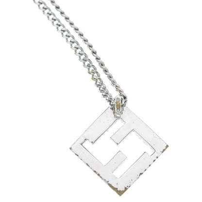 Fendi Forever FF Logo Rhinestone Chain Necklace Silver — view 5