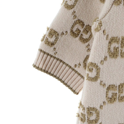 Gucci GG Wool Boucl Jacquard Dress Short Sleeve Knit Logo All Over Pattern Gold — view 5