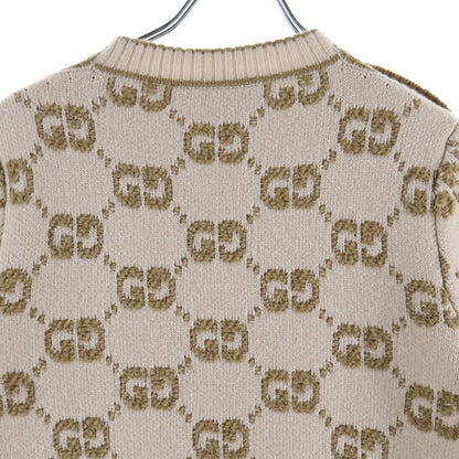 Gucci GG Wool Boucl Jacquard Dress Short Sleeve Knit Logo All Over Pattern Gold — view 4