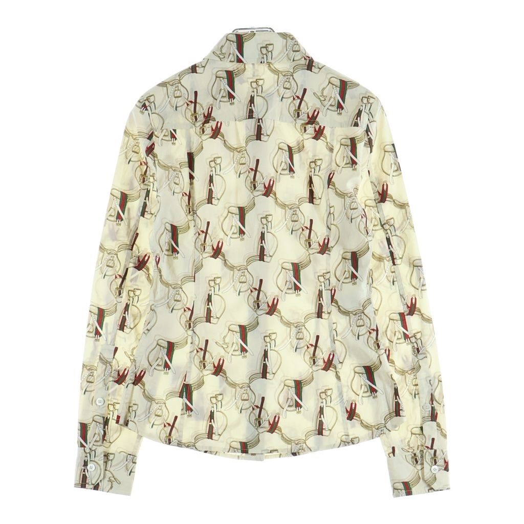 Gucci Belt Pattern All Over Long Sleeve Shirt Cotton Polyurethane Beige — view 2