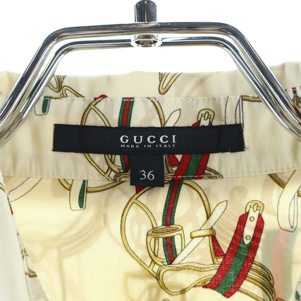 Gucci Belt Pattern All Over Long Sleeve Shirt Cotton Polyurethane Beige — view 6