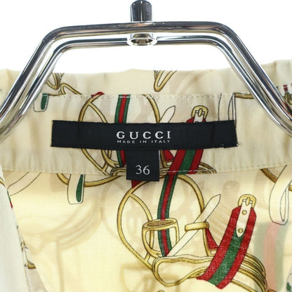 Gucci Belt Pattern All Over Long Sleeve Shirt Cotton Polyurethane Beige — view 6