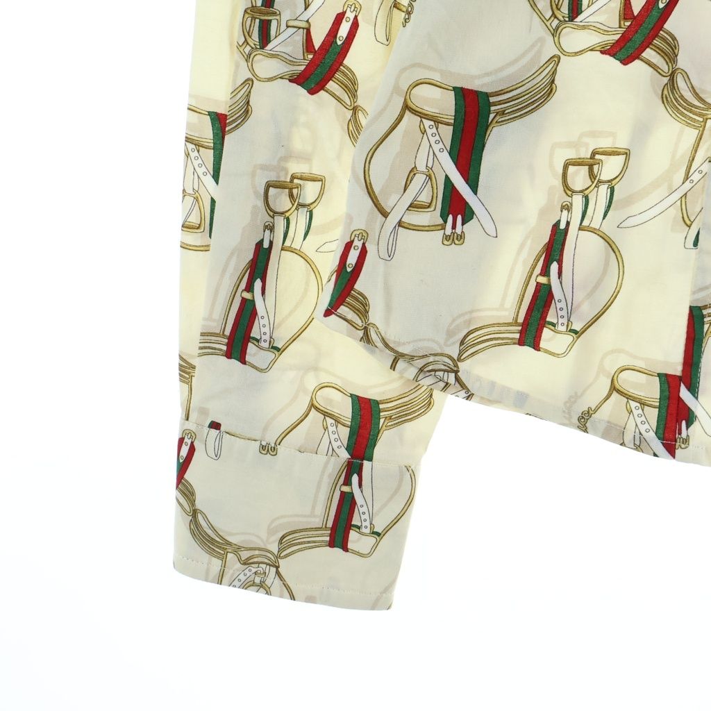 Gucci Belt Pattern All Over Long Sleeve Shirt Cotton Polyurethane Beige — view 5