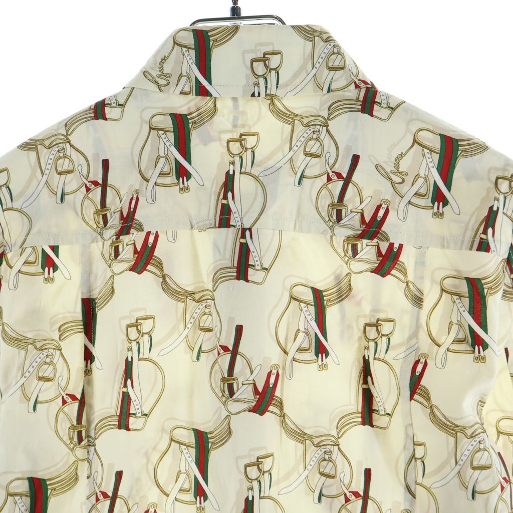 Gucci Belt Pattern All Over Long Sleeve Shirt Cotton Polyurethane Beige — view 4