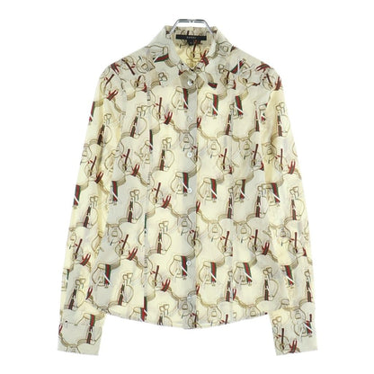 Gucci Belt Pattern All Over Long Sleeve Shirt Cotton Polyurethane Beige