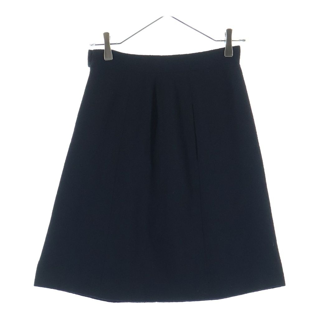 Chanel 07A CC Logo Button Wool Skirt Black