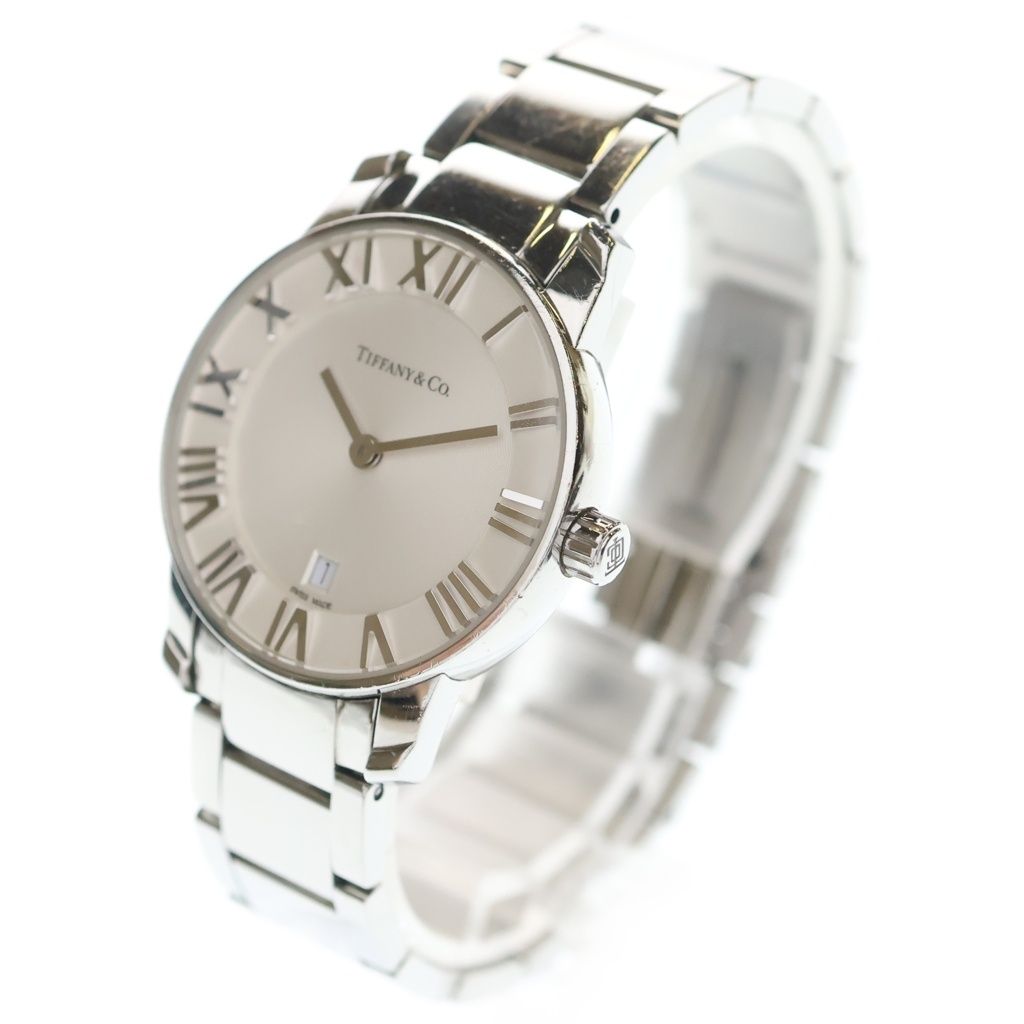 Tiffany & Co Atlas Dome Date White Dial SS Quartz Stainless Watch — view 4