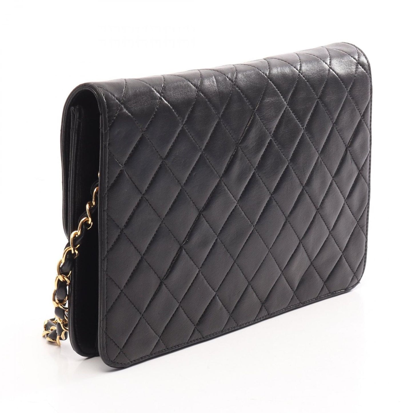 Chanel Shoulder Bag Quilted Black Lambskin Push Lock Chain — view 2