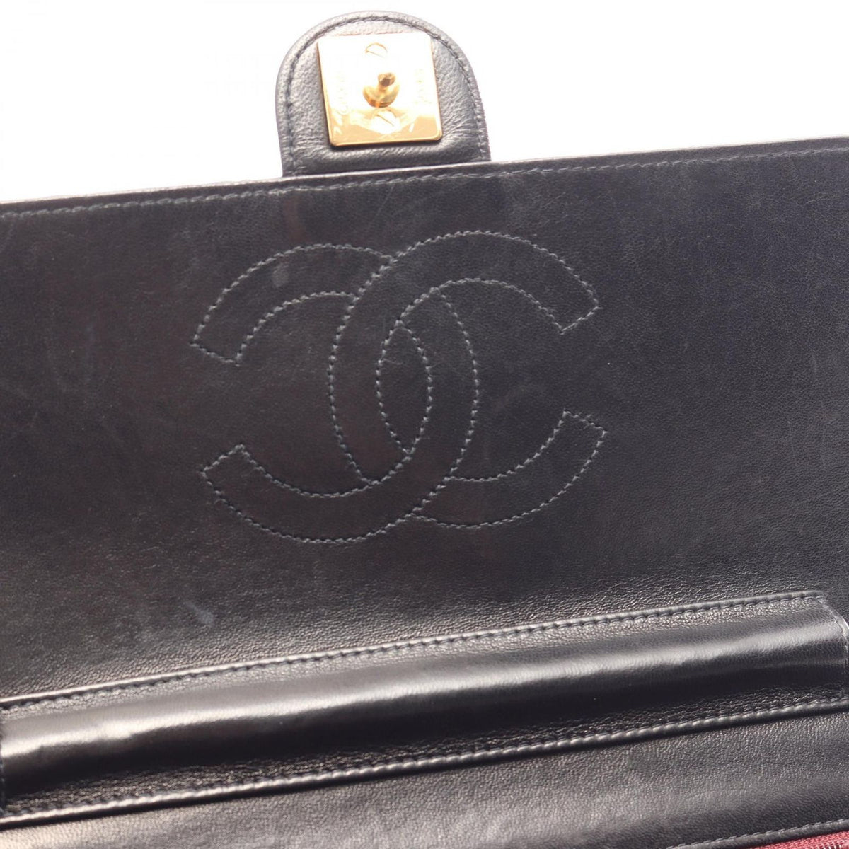Chanel Shoulder Bag Quilted Single Flap Push Lock Black Lambskin Chain — view 6