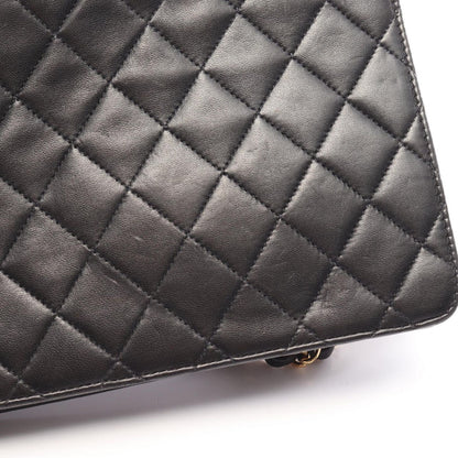 Chanel Shoulder Bag Quilted Single Flap Push Lock Black Lambskin Chain — view 8