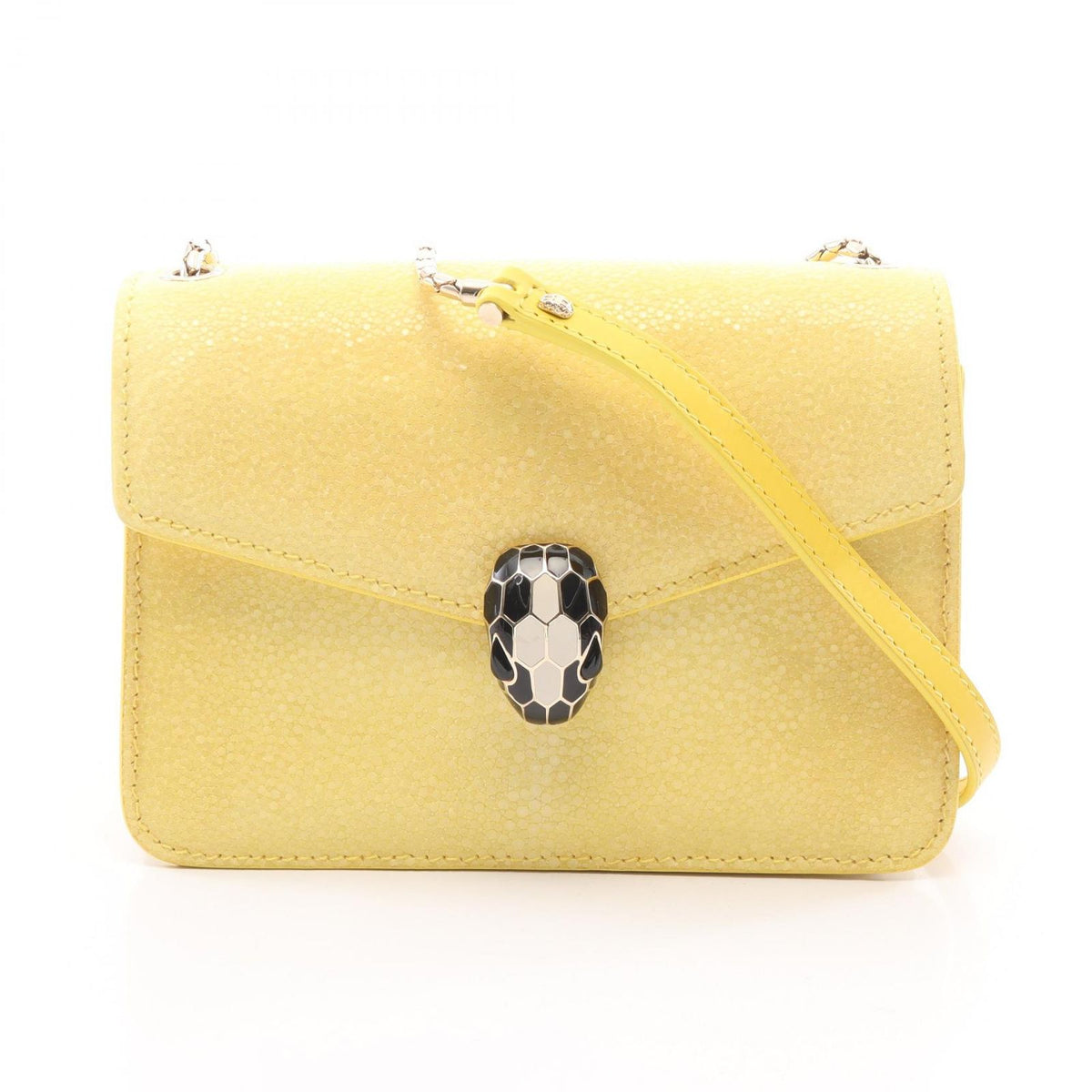 Bvlgari Shoulder Bag Serpenti Small Chain Yellow Leather