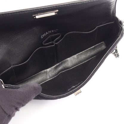 Chanel Shoulder Bag 2.55 Quilted East West Black Canvas Leather Chain — view 3