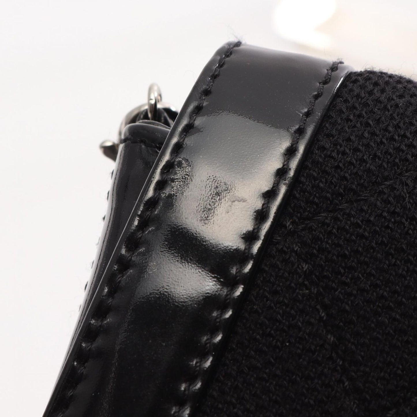 Chanel Shoulder Bag 2.55 Quilted East West Black Canvas Leather Chain — view 8